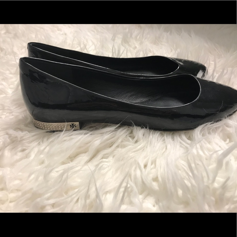 Black Tory Burch flats with studded heel
