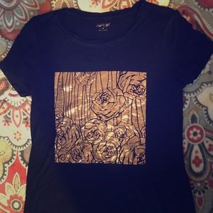 Apt 9 shirt with gold foil design