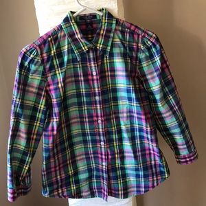 Chaps 3/4 sleeve plaid shirt.