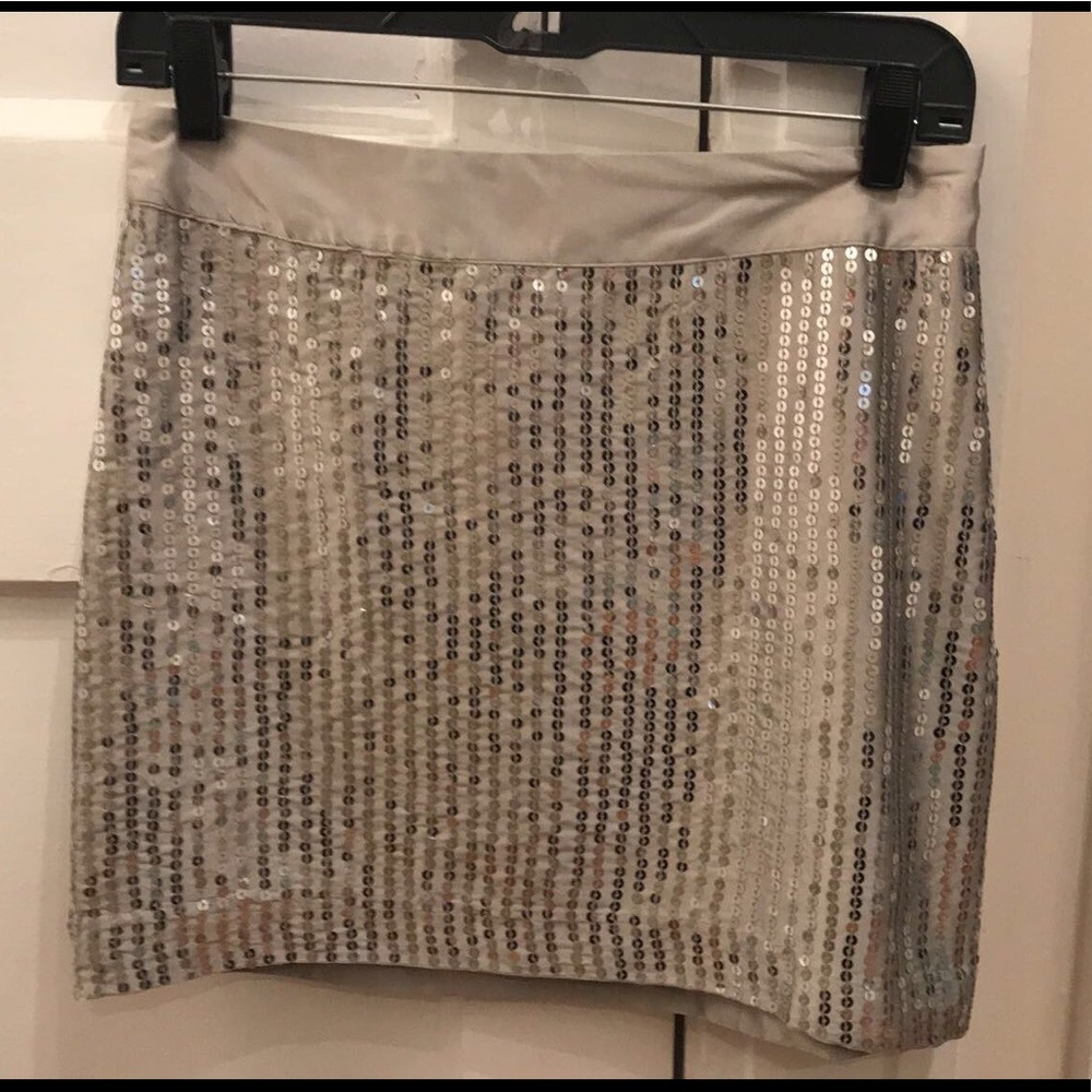 Silver Sequin Mini Skirt
