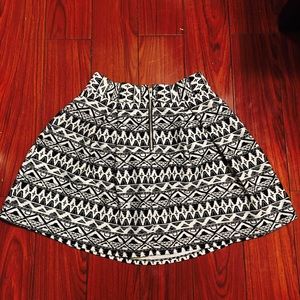 Black and white skater skirt with zipper