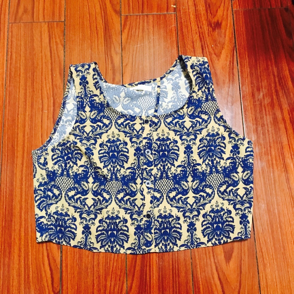 Floral button down crop top