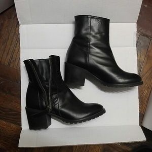 Black leather ankle boot