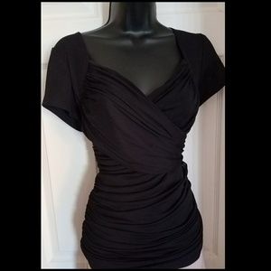 1X  Patty Boutik Black fuax wrap blouse