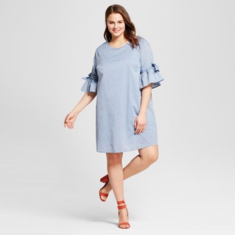 WHO WHAT WEAR chambry denim dress XS shift dress