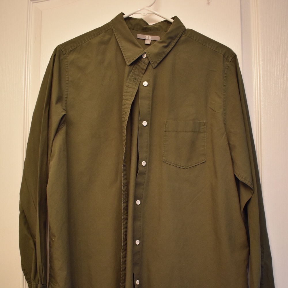 Olive green Uniqlo button down, XXL