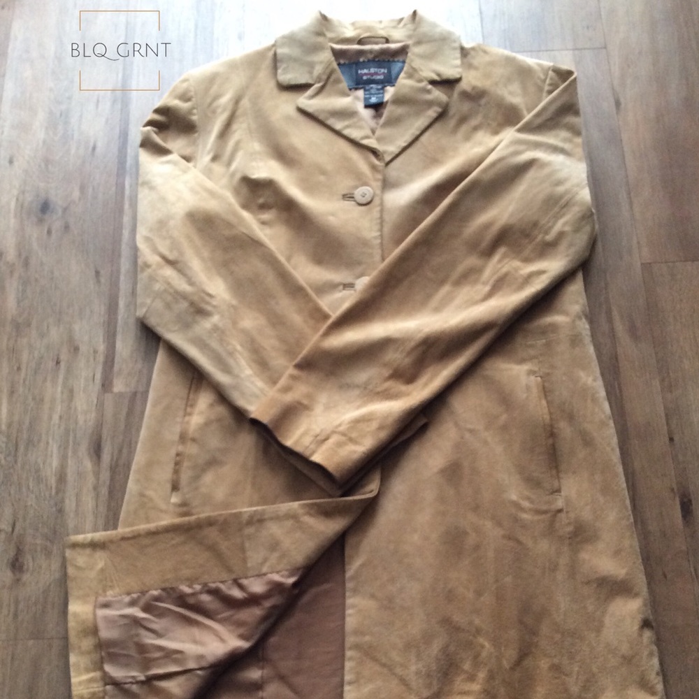 Halston Studio Suede Trench Coat
