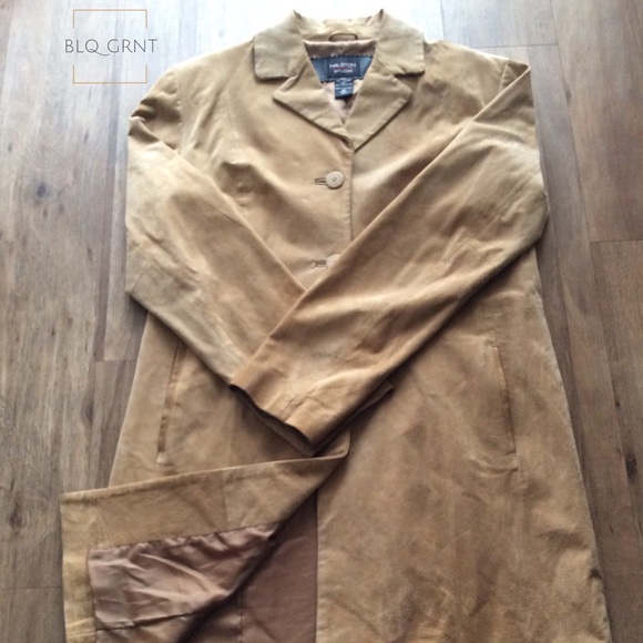 Halston Studio Suede Trench Coat - Picture 1 of 3