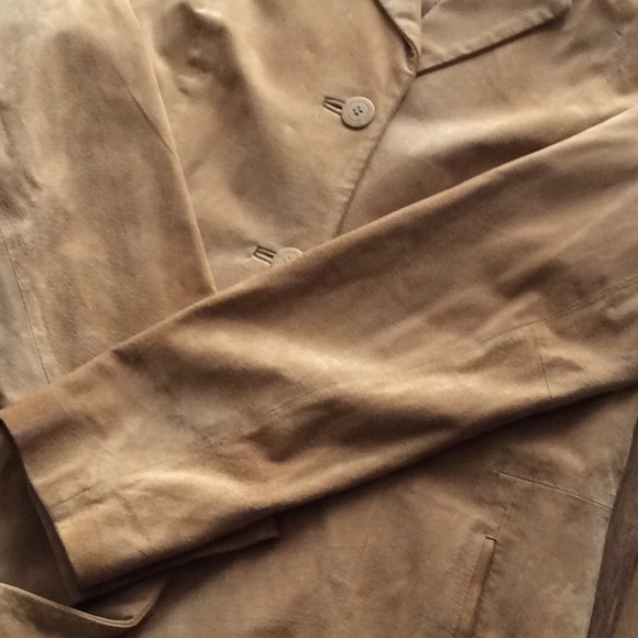 Halston Studio Suede Trench Coat - Picture 2 of 3