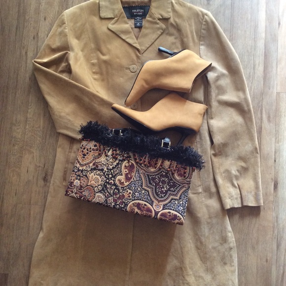 Halston Studio Suede Trench Coat - Picture 3 of 3