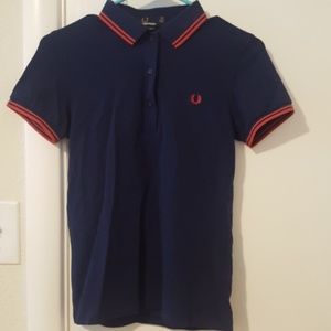Fred Perry Navy Blue Polo Shirt USA Size 2