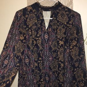 Sheer keyhole beautifully printed blouse