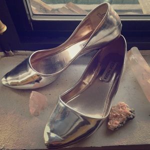 STEVE MADDEN Metallic Silver Ballet Flats