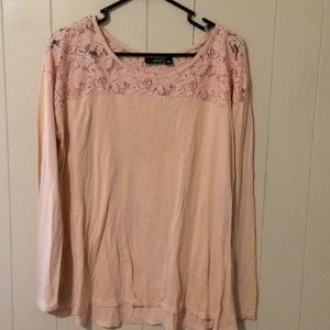 Blush Pink Lace Knit Top