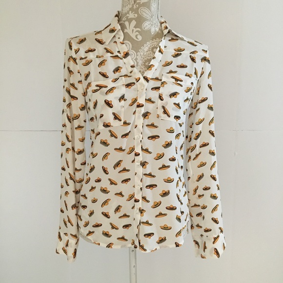 Express Tops - NWT Women's EXPRESS slim fit sombrero print blouse