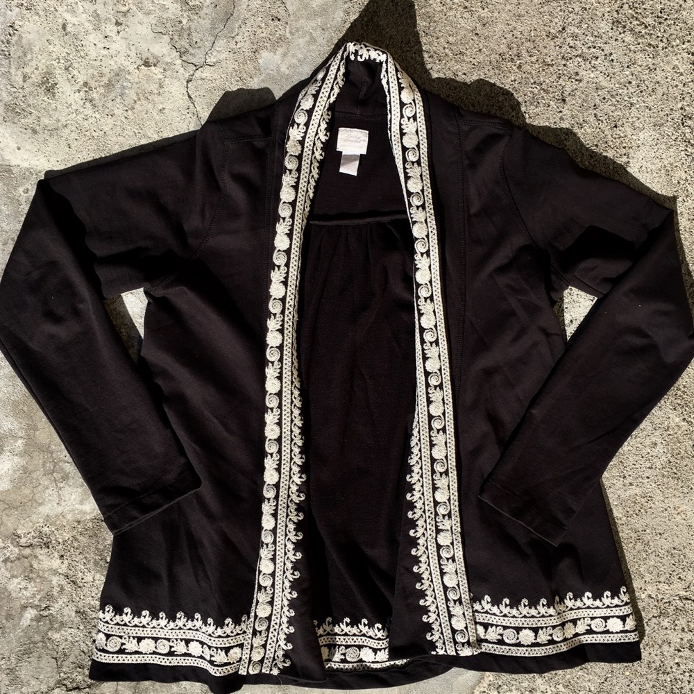 Lucky Brand Cardigan white torreador embroidery