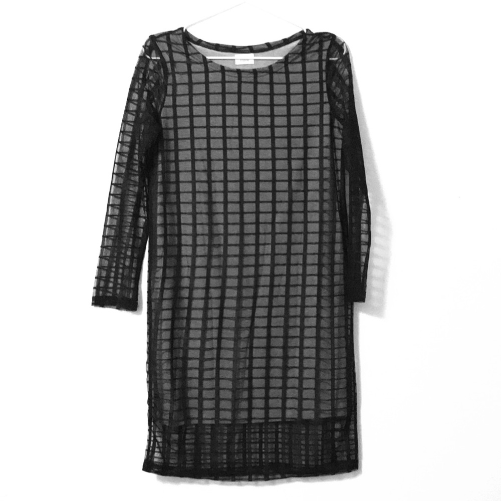 Grid Tulle L/S Shift Dress
