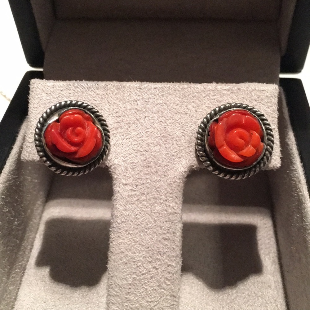 Sterling Silver Rose Earrings