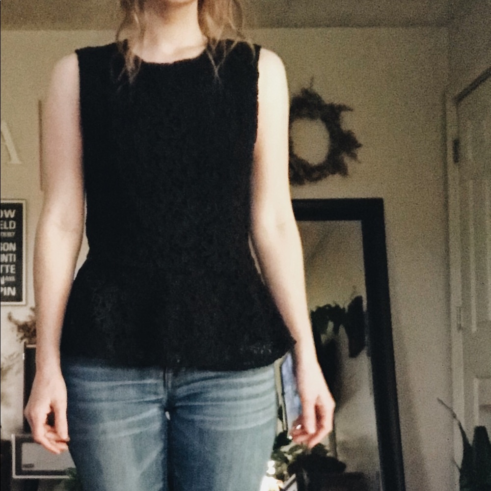 Black lace joie peplum top