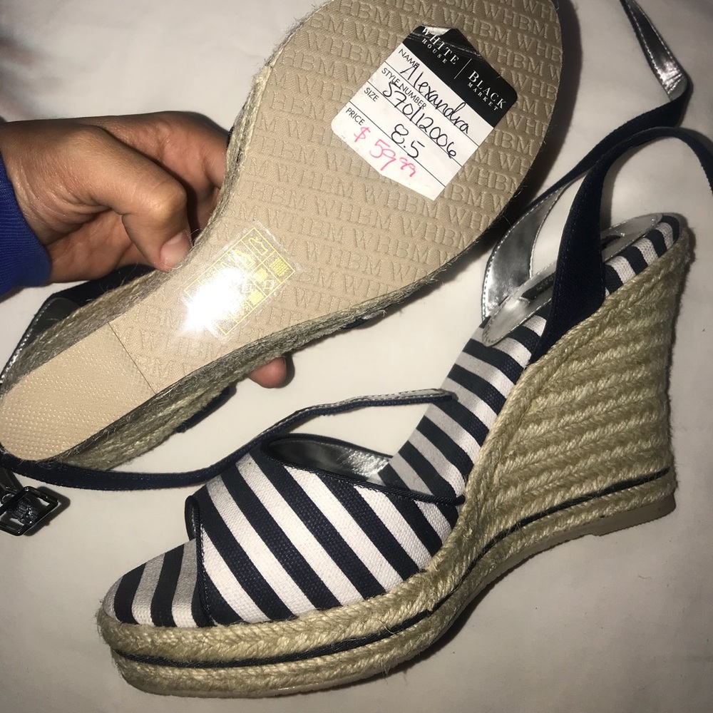 WHBM Black & White Stripped Wedges