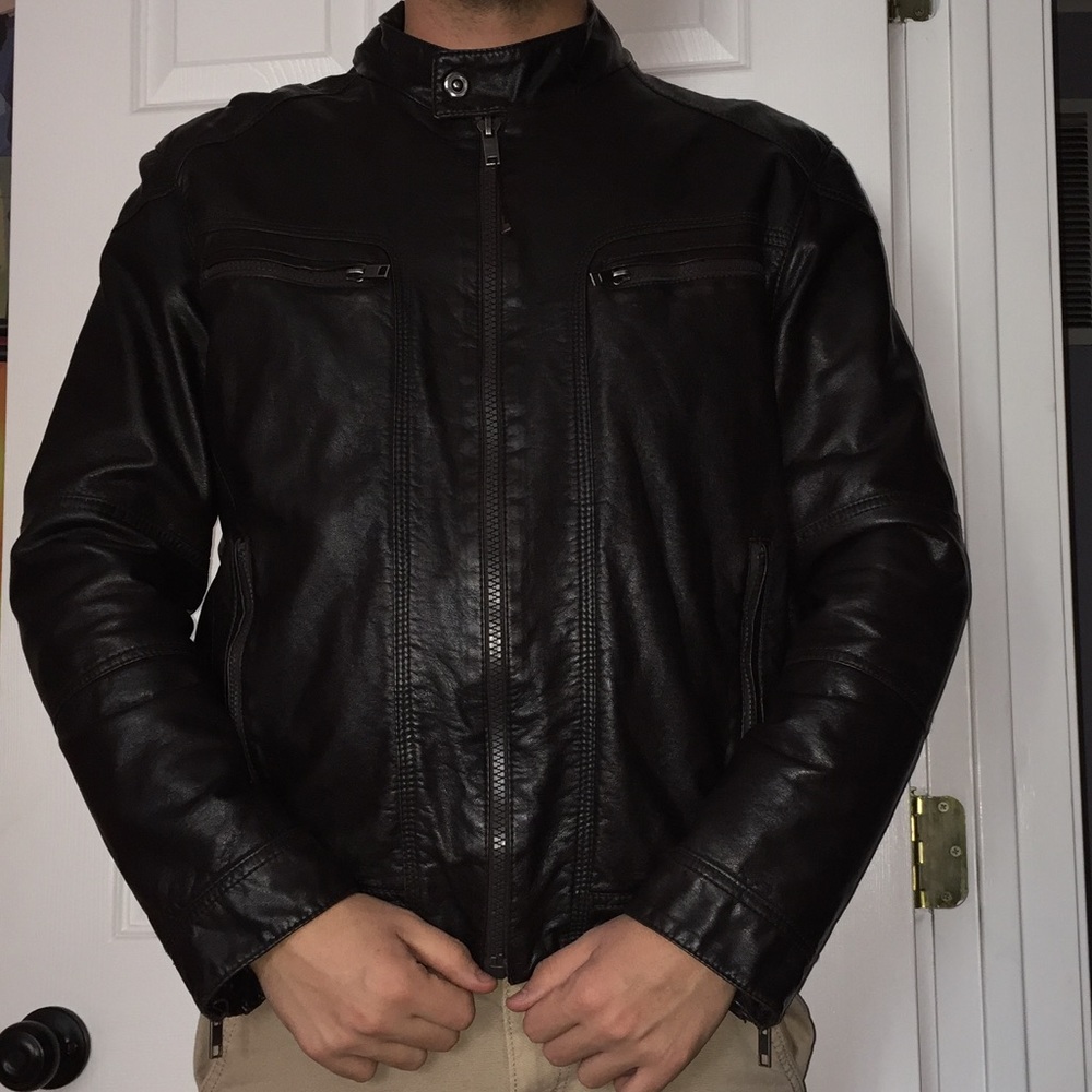 Perry Ellis Bomber Leather Jacket/Coat