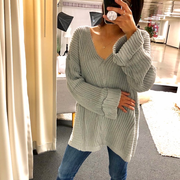 LAST M/L! JESSE Gray Oversize Knit Sweater - Picture 2 of 6