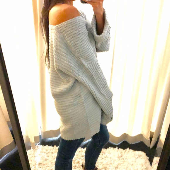 LAST M/L! JESSE Gray Oversize Knit Sweater - Picture 4 of 6