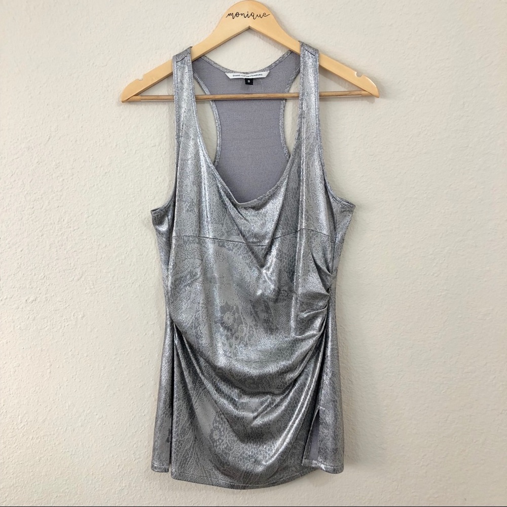 Diane von Furstenberg Metallic Silver Racerback