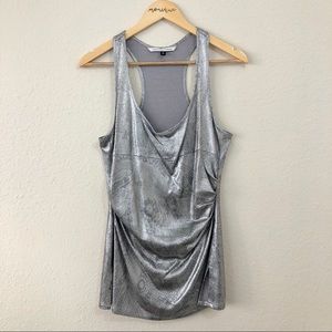 Diane von Furstenberg Metallic Silver Racerback