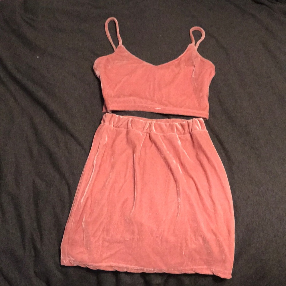 Pink velvet matching set