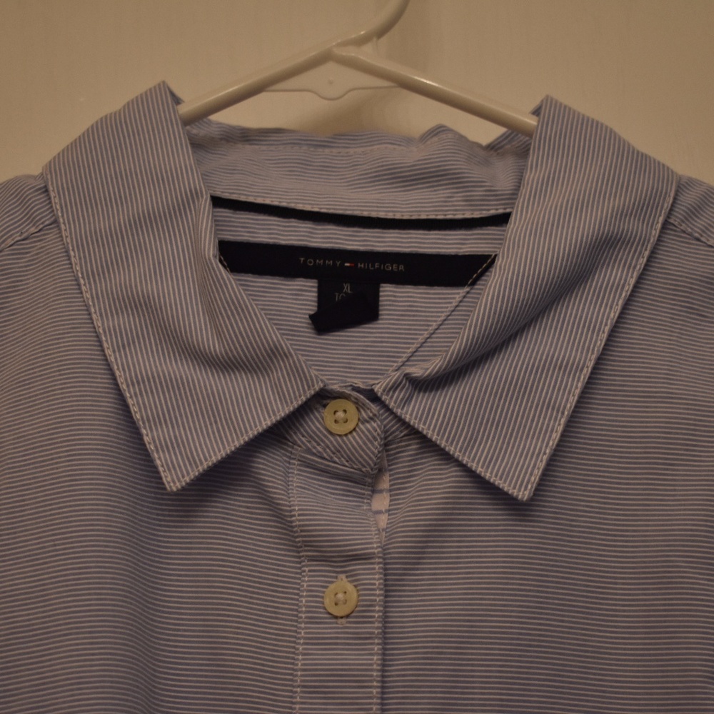 Tommy Hilfiger light blue striped button-down, XL