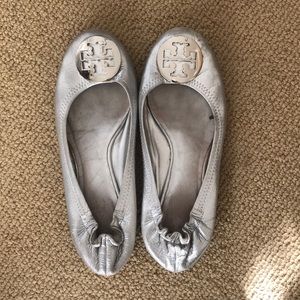 Tory Burch Reva Ballet Silver Flats