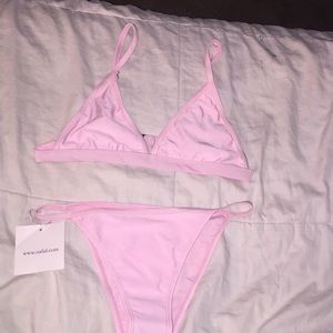 Light pink back closure high leg bikini