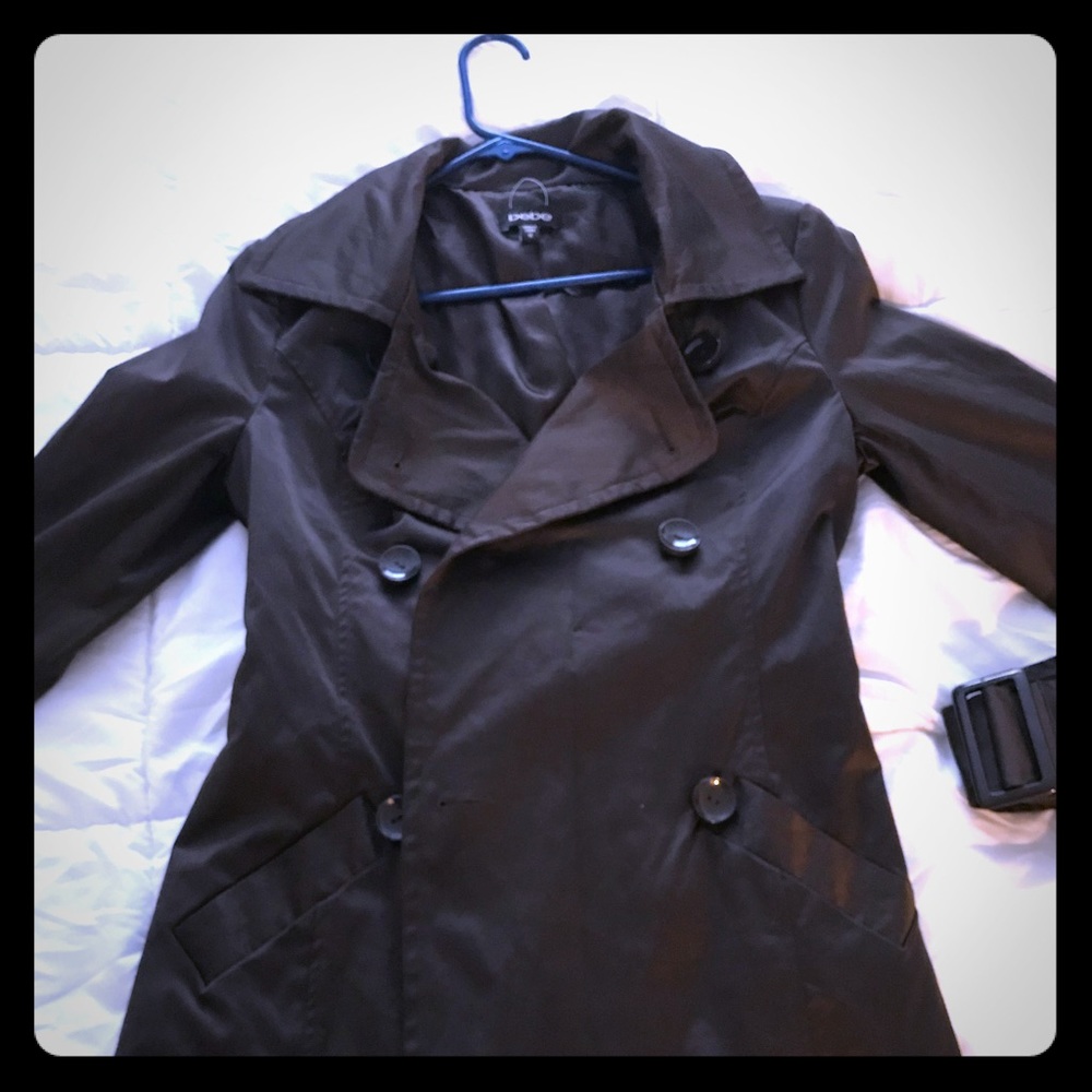 Bebe Chocolate 3/4 Sleeve Trench Coast