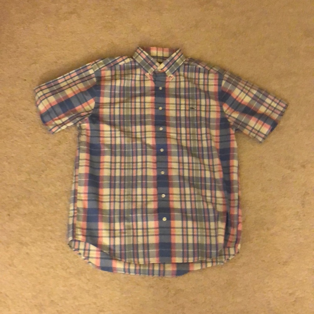 Plaid, short sleeve, collared Vineyard Vines shirt