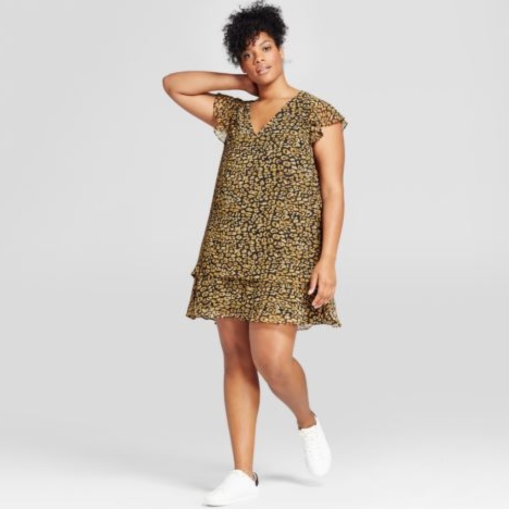 who what wear plus size 2X ruffle cheetah dress