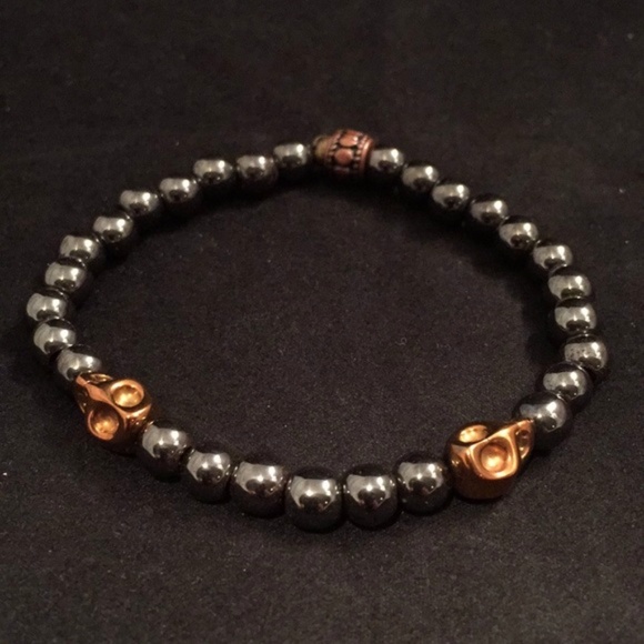 Hematite & Skulls “Balance” Energy Bracelet 7” - Picture 1 of 2