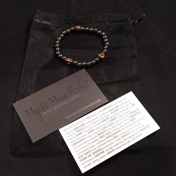 Hematite & Skulls “Balance” Energy Bracelet 7” - Picture 2 of 2