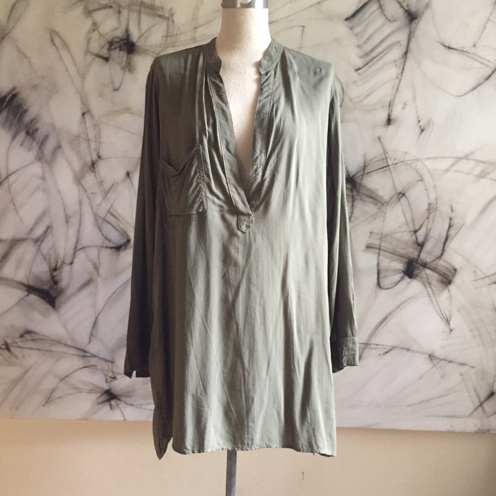Planet Blue shirt dress tunic in olive green NWT!
