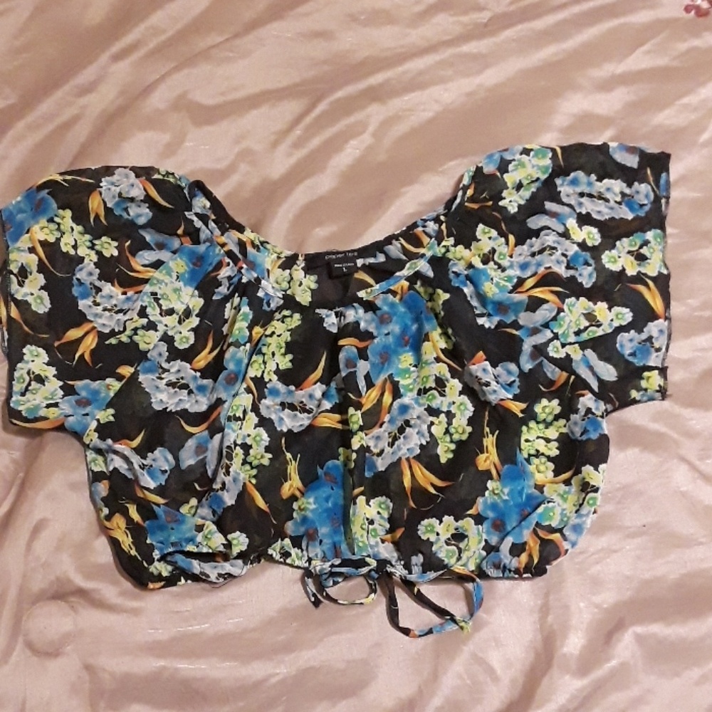 Sheer floral crop top