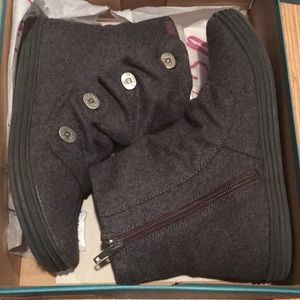 Gray ankle booties by Blowfish.