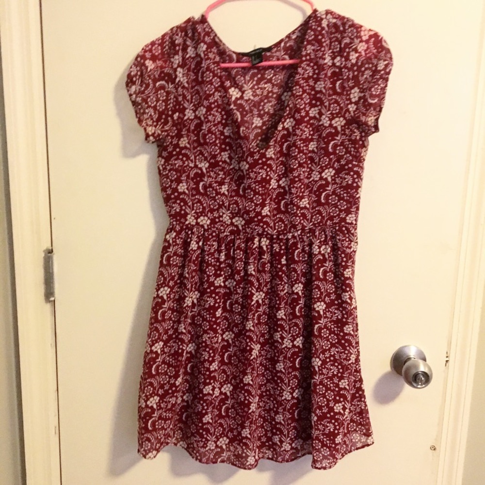 Burgundy floral dress!