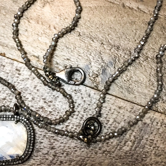 Sold! Diamond moonstone and labradorite necklace - Picture 4 of 5