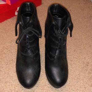 Black Wedged Booties