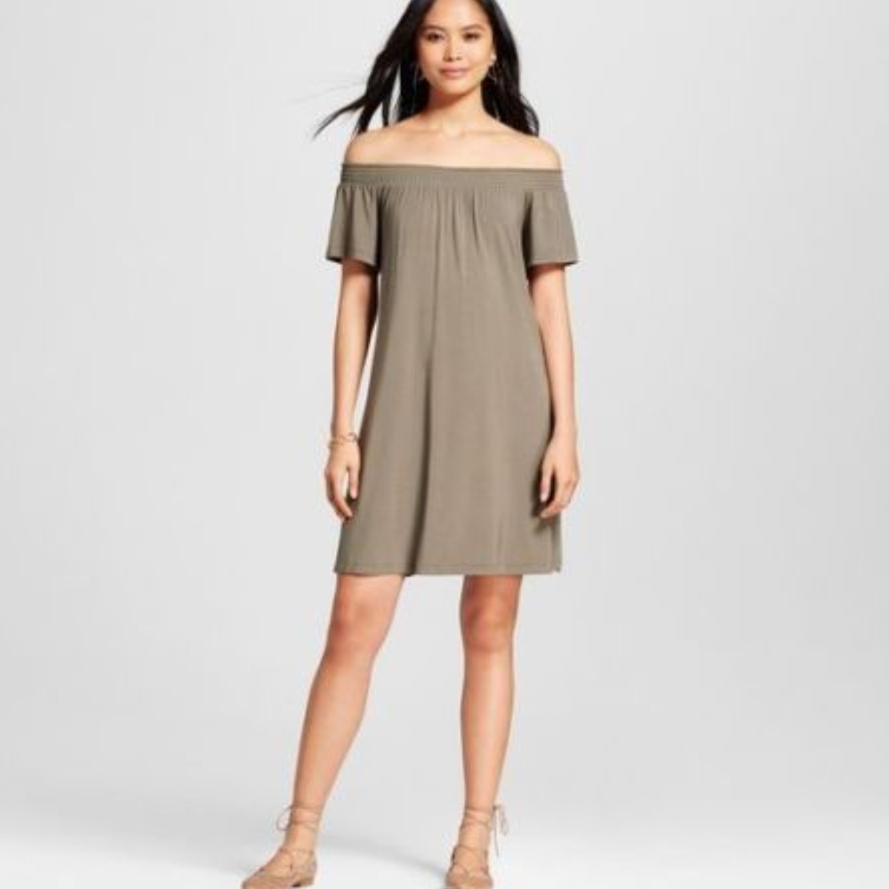mossimo off the shoulder olive dress Size large