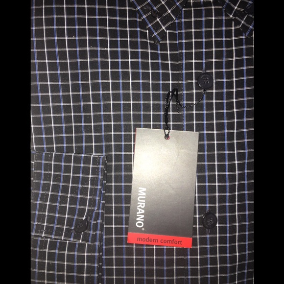 Murano Black Blue White Dress Shirt NWT - Picture 3 of 8