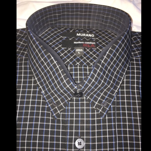 Murano Black Blue White Dress Shirt NWT - Picture 5 of 8