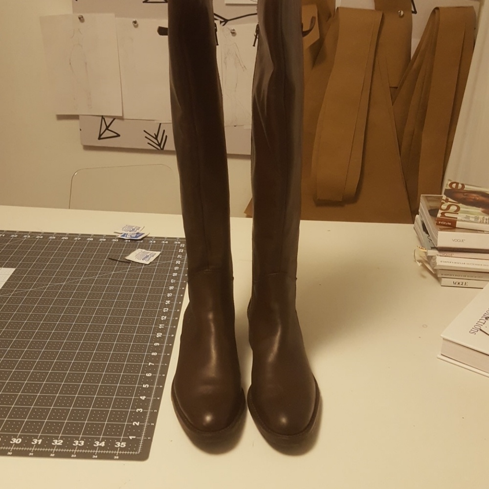Brown knee high boots