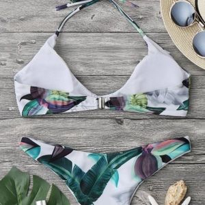 Tropical halter bikini
