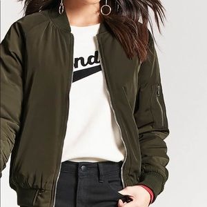Women’s Forest Green Zip Bomber Jacket Size Large